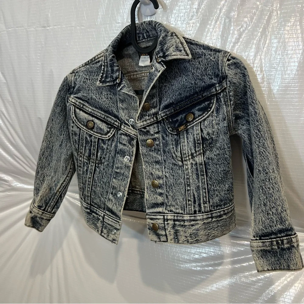 Lee Vintage Acid Wash Denim Jean Jacket Trucker Jacket Youth Sz 6 Button Unisex